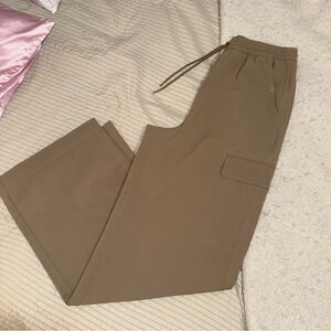 Tan Athleta Wide Leg Cargo Pants small tall